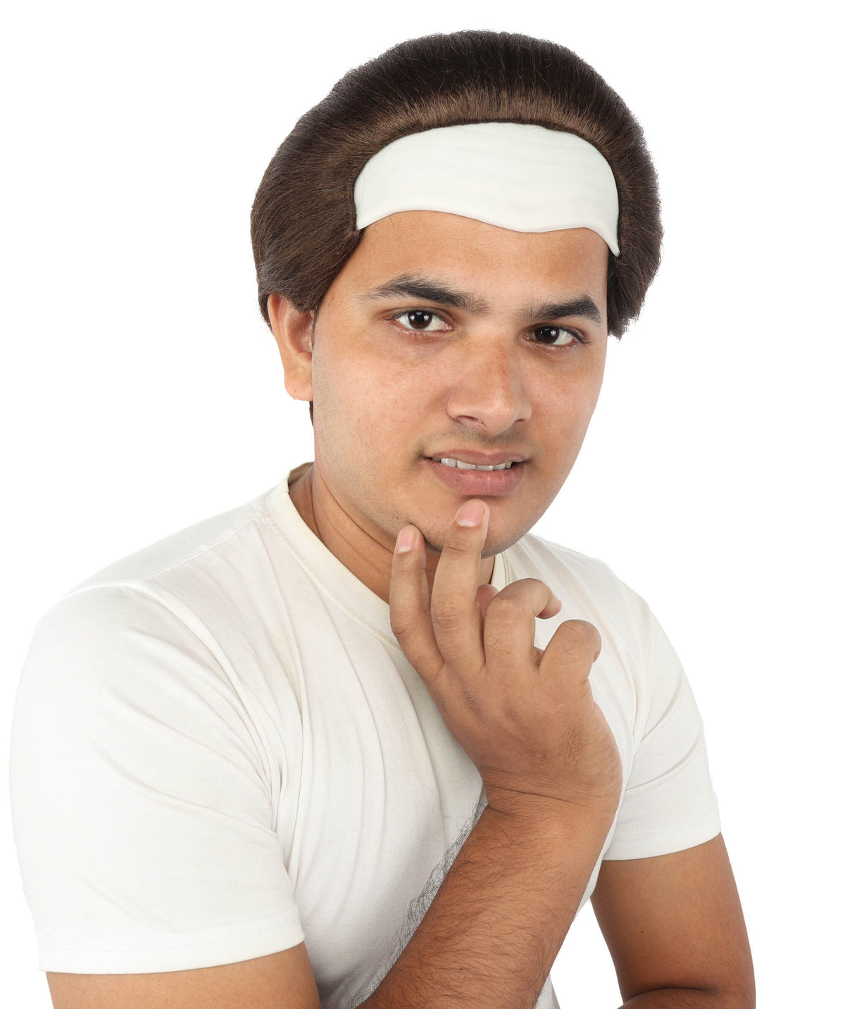 HPO Men's Short Brown Horror Wig With Bald Cap – Costume Hairpiece for Adults | Scary Look for Halloween, Cosplay & Themed Parties