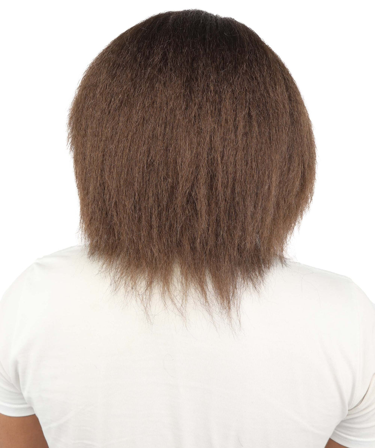 HPO Half Bald Cap Brown Wig with Gray Frizzy Side Hair – Comedic Old Age Costume Wigs - Hairpiece for Cosplay Party
