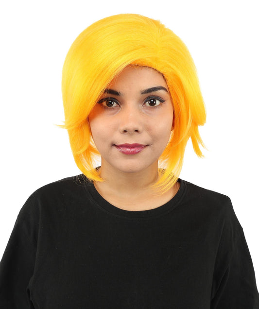 HPO 1960s Retro Flipped Out Bob Orange Wig Synthetic Costume Hair for Teen & Adult - Medium Rounded Hairstyle with Dramatic Outward Curved Ends for Halloween Cosplay Parties Stage Shows & Themed Events