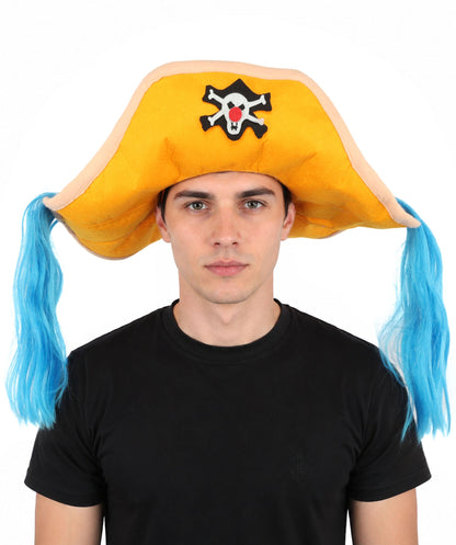Adult Men's Theatrical Twin Tail Hat | Hat With Hair Accessory | Drag, Stage Shows, Costume Events And Halloween