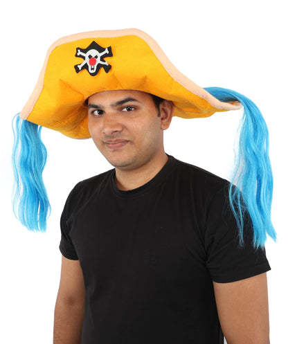 Adult Men's Theatrical Twin Tail Hat | Hat With Hair Accessory | Drag, Stage Shows, Costume Events And Halloween
