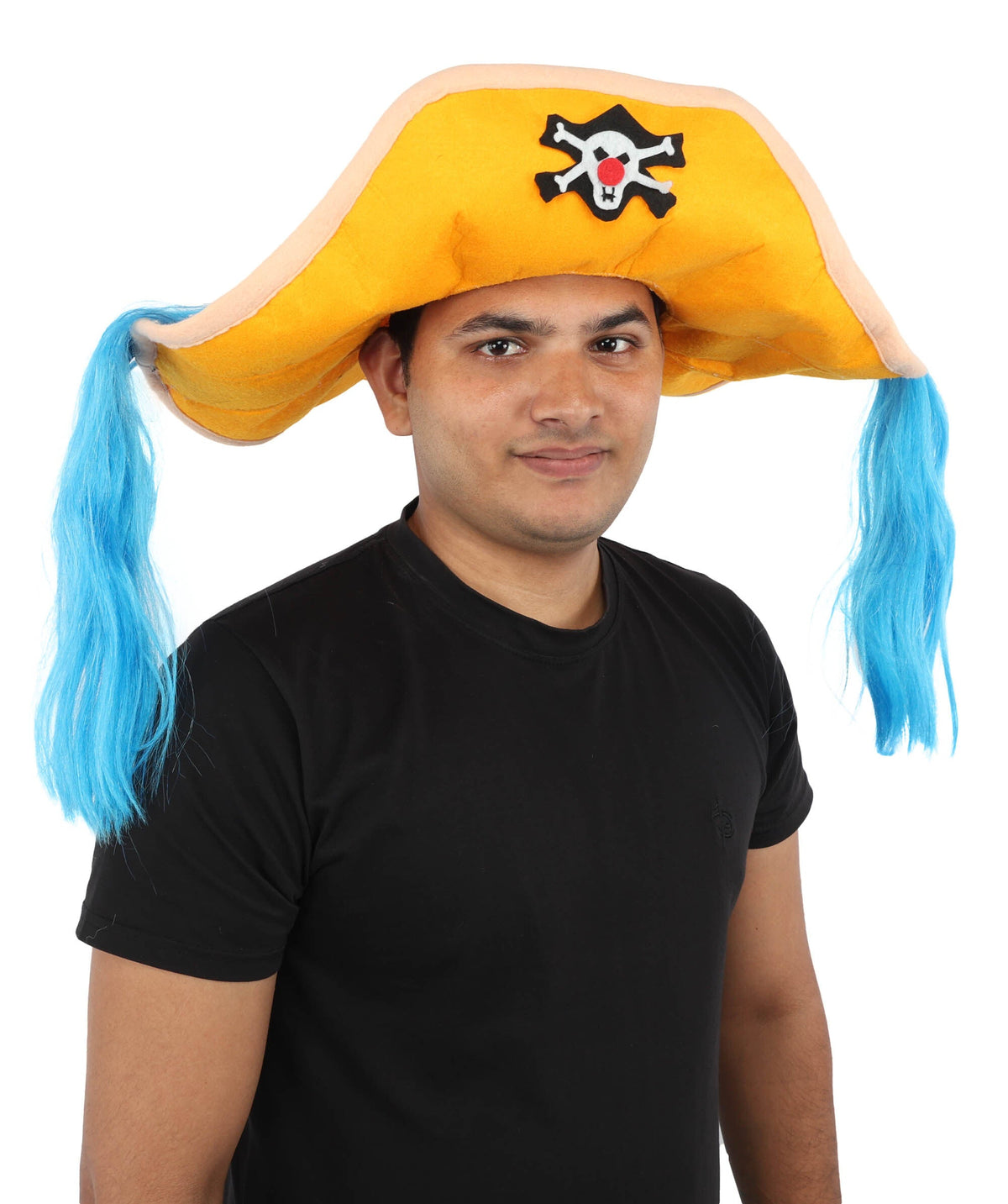 Adult Men's Theatrical Twin Tail Hat | Hat With Hair Accessory | Drag, Stage Shows, Costume Events And Halloween