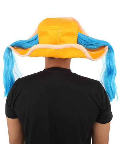 Adult Men's Theatrical Twin Tail Hat | Hat With Hair Accessory | Drag, Stage Shows, Costume Events And Halloween