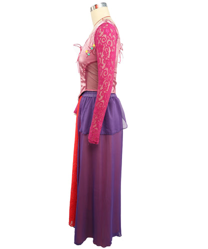 HPO Women's Medieval Fantasy Gown Costume Long Sleeve Royal Dress Outfit - Elegant Bodice Flowing Layered Skirt & Royal Character Styling for Women Halloween Cosplay Parties & Fantasy Events