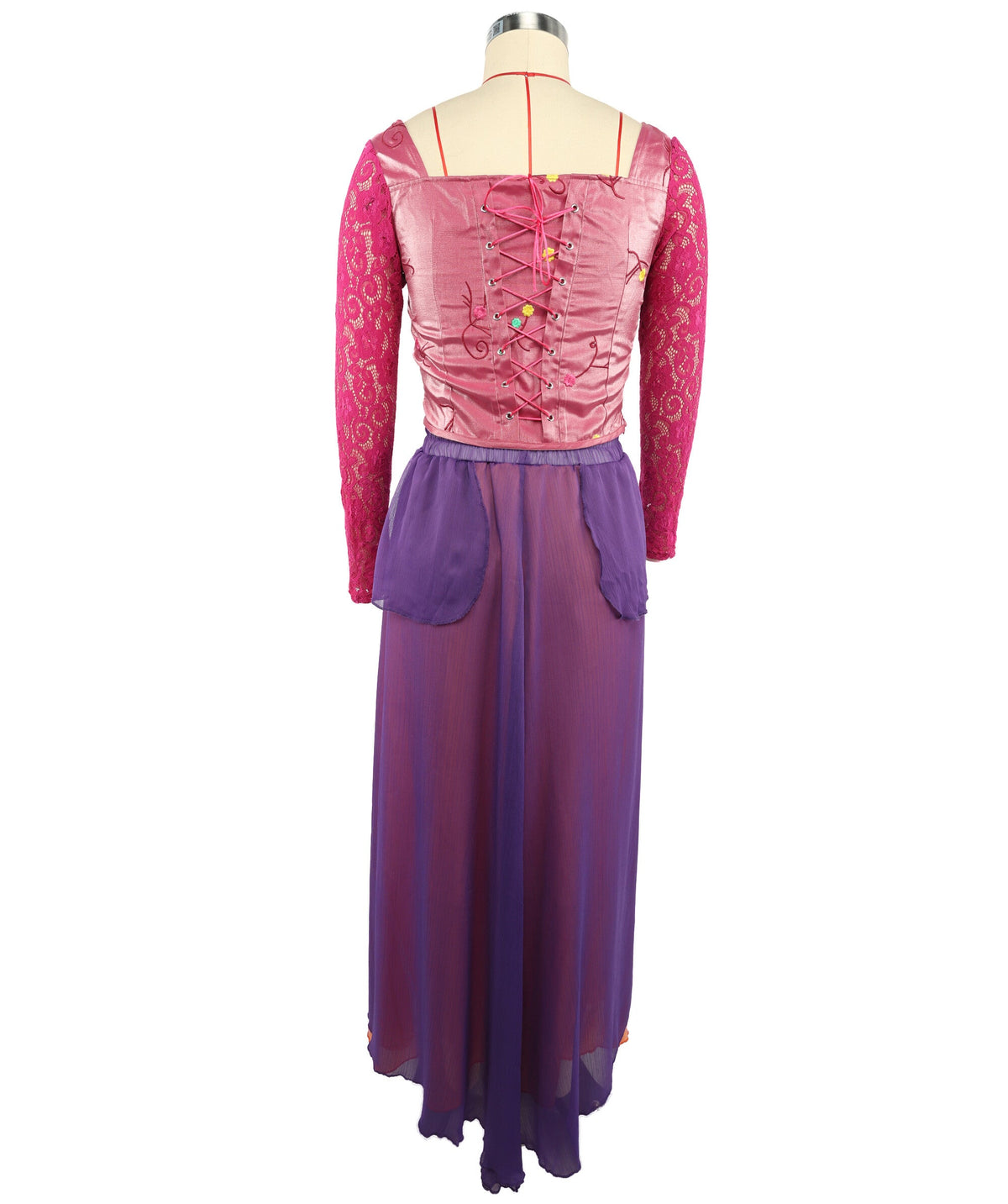 HPO Women's Medieval Fantasy Gown Costume Long Sleeve Royal Dress Outfit - Elegant Bodice Flowing Layered Skirt & Royal Character Styling for Women Halloween Cosplay Parties & Fantasy Events