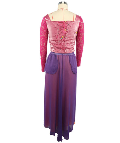 HPO Women's Medieval Fantasy Gown Costume Long Sleeve Royal Dress Outfit - Elegant Bodice Flowing Layered Skirt & Royal Character Styling for Women Halloween Cosplay Parties & Fantasy Events