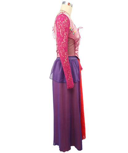 HPO Women's Medieval Fantasy Gown Costume Long Sleeve Royal Dress Outfit - Elegant Bodice Flowing Layered Skirt & Royal Character Styling for Women Halloween Cosplay Parties & Fantasy Events