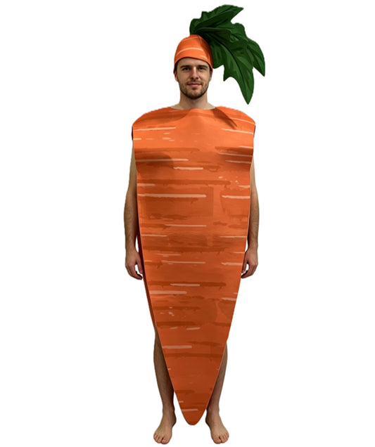 HPO Adult Orange Carrot Costume | Vegetable Costume With Leaf Detail and Hat | Ideal for Halloween, Fancy Dress, Cosplay & Party Outfit