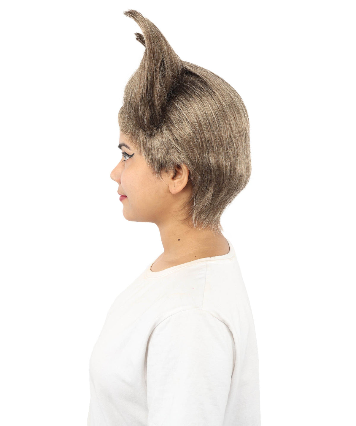 Adult Women’s Ash Brown Fantasy Wig with Dramatic Horn | Spiky Synthetic Hair with Breathable Cap | Ideal for Halloween, Cosplay & Themed Events