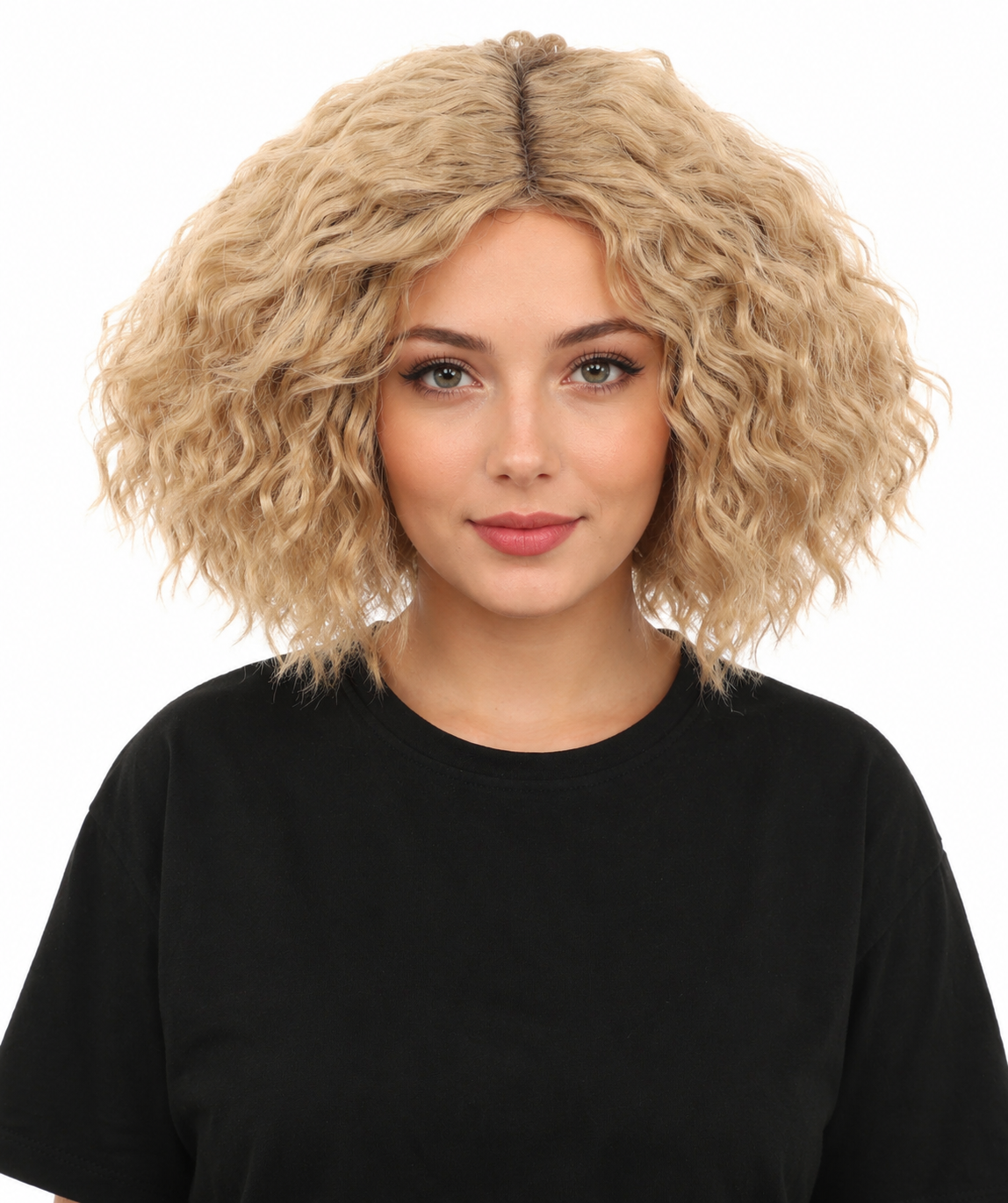 Adult Blonde Medium Curly Wig | Messy Textured Curls with Breathable Cap | Ideal for Halloween & Cosplay Events