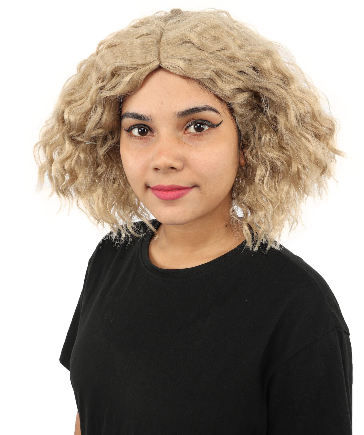 Adult Blonde Medium Curly Wig | Messy Textured Curls with Breathable Cap | Ideal for Halloween & Cosplay Events