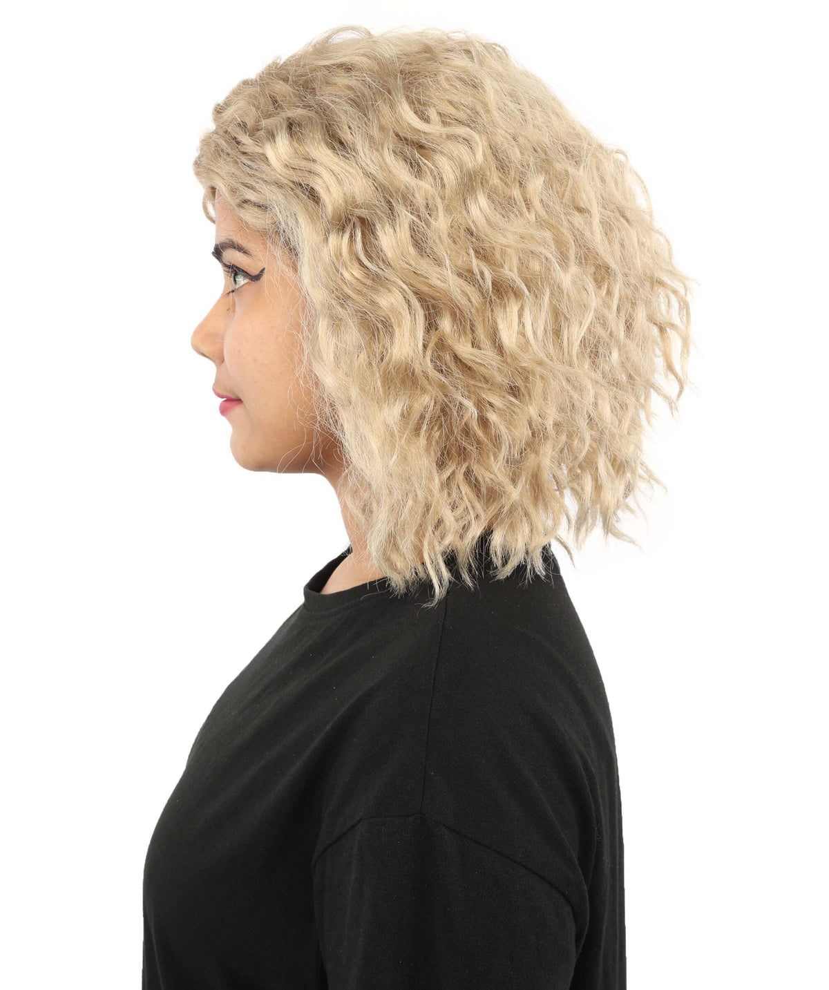 Adult Blonde Medium Curly Wig | Messy Textured Curls with Breathable Cap | Ideal for Halloween & Cosplay Events