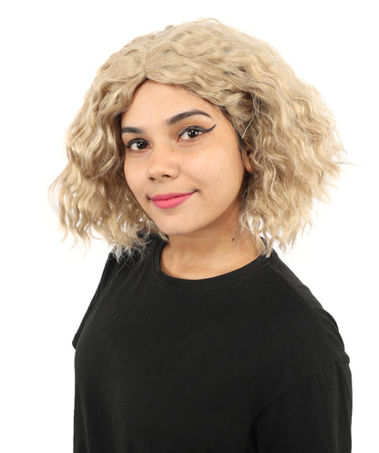 Adult Blonde Medium Curly Wig | Messy Textured Curls with Breathable Cap | Ideal for Halloween & Cosplay Events