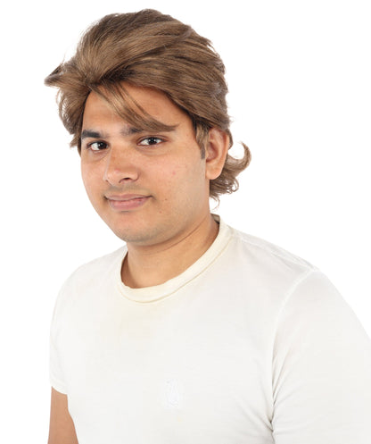 Adult Men's Feathered Layer Wig | Chestnut Brown Hairpiece with Breathable Cap| Ideal for Halloween, Cosplay, Theater, Drag And Themed Parties