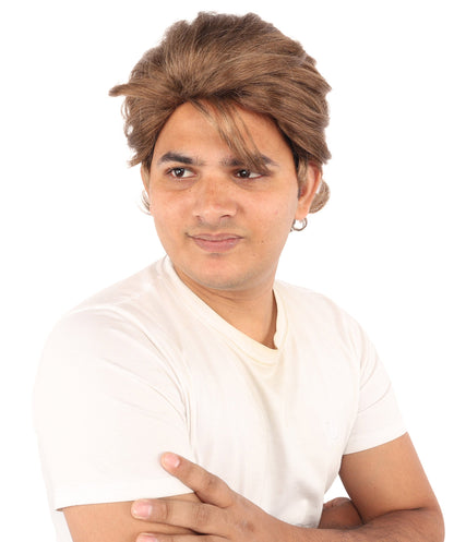 Adult Men's Feathered Layer Wig | Chestnut Brown Hairpiece with Breathable Cap| Ideal for Halloween, Cosplay, Theater, Drag And Themed Parties