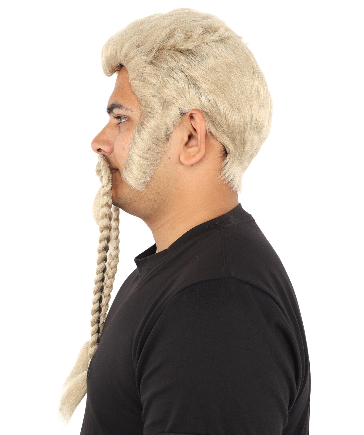 Men’s Blonde Braided Beard, Mustache & Wig Set | Character-Inspired Costume Facial Hair and Hairpiece | Ideal for Halloween and Cosplay