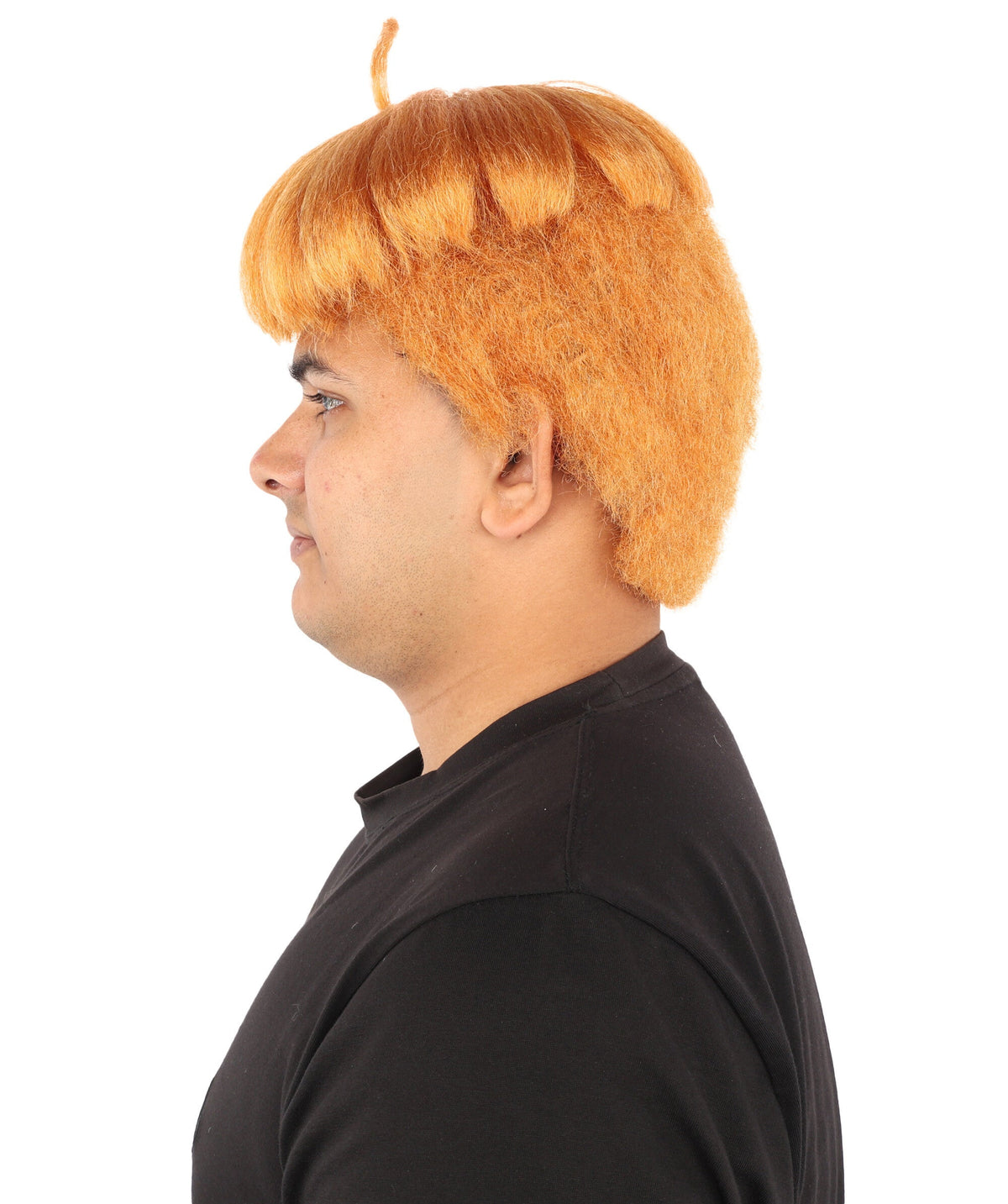 Adult Men’s Orange Medium Bowl Cut Wig | Animated Character-Inspired Hairpiece | Ideal for Halloween Cosplay and Themed Events