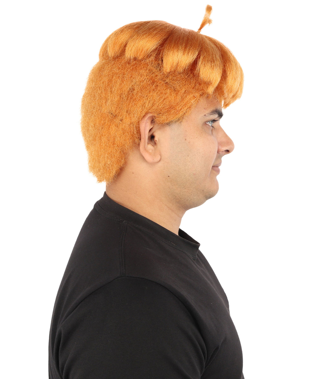 Adult Men’s Orange Medium Bowl Cut Wig | Animated Character-Inspired Hairpiece | Ideal for Halloween Cosplay and Themed Events