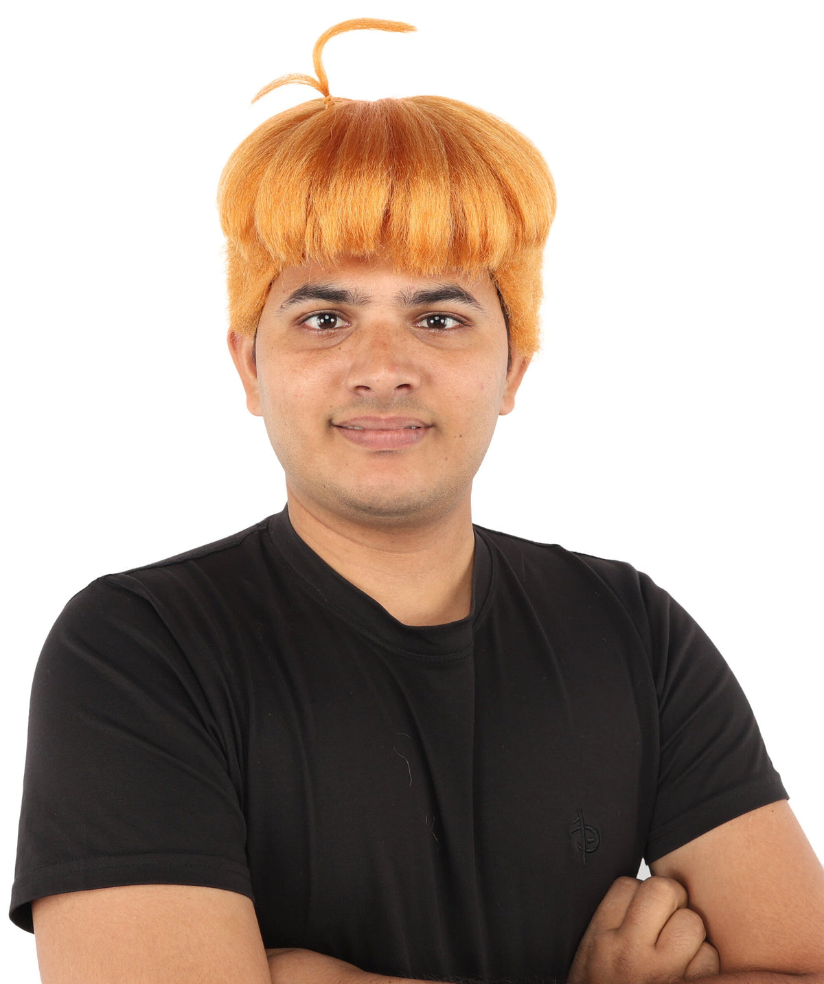 Adult Men’s Orange Medium Bowl Cut Wig | Animated Character-Inspired Hairpiece | Ideal for Halloween Cosplay and Themed Events
