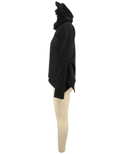 HPO Women's Black Bat Poncho Costume with Faux Fur Cat Ear Hoodie - Hooded Bat Cape with Wing Wing Cover-Up Lightweight Costume for Halloween Cosplay Parties & Fancy Dress