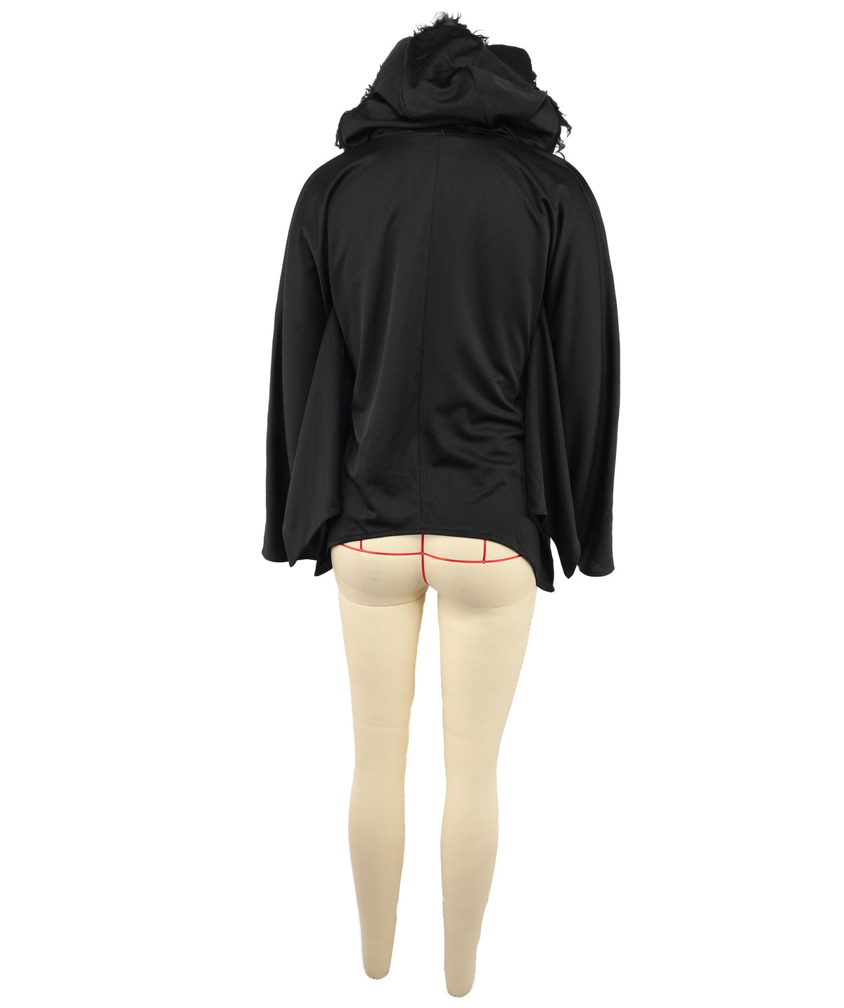 HPO Women's Black Bat Poncho Costume with Faux Fur Cat Ear Hoodie - Hooded Bat Cape with Wing Wing Cover-Up Lightweight Costume for Halloween Cosplay Parties & Fancy Dress