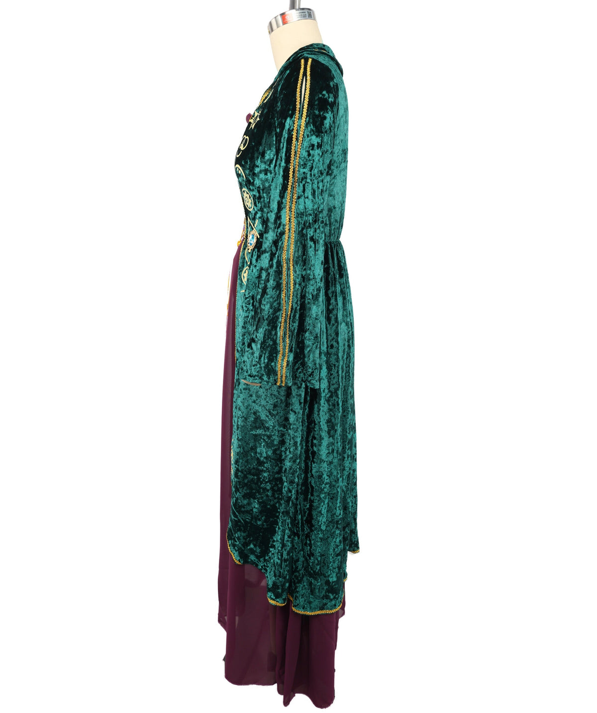 HPO Women's Medieval Fantasy Robe Costume Gothic Long Sleeve Dress Outfit - Flowing Green Silhouette & Dark Character Styling For Women Halloween Cosplay Theatre Performances & Fantasy Theme Events