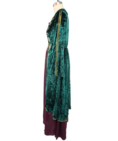 HPO Women's Medieval Fantasy Robe Costume Gothic Long Sleeve Dress Outfit - Flowing Green Silhouette & Dark Character Styling For Women Halloween Cosplay Theatre Performances & Fantasy Theme Events