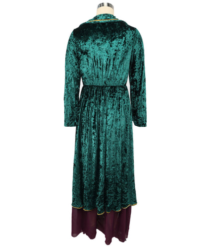HPO Women's Medieval Fantasy Robe Costume Gothic Long Sleeve Dress Outfit - Flowing Green Silhouette & Dark Character Styling For Women Halloween Cosplay Theatre Performances & Fantasy Theme Events