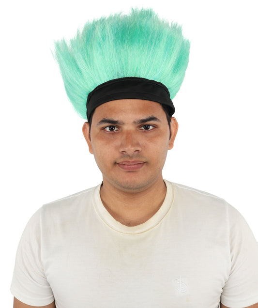 HPO Green Troll Wig & Headband Synthetic Costume Hairpiece for Adult - Neon Green Spiked Hairpiece with Black Headband Creating Fun Costume Look for Parties Festivals Cosplay & Themed Events