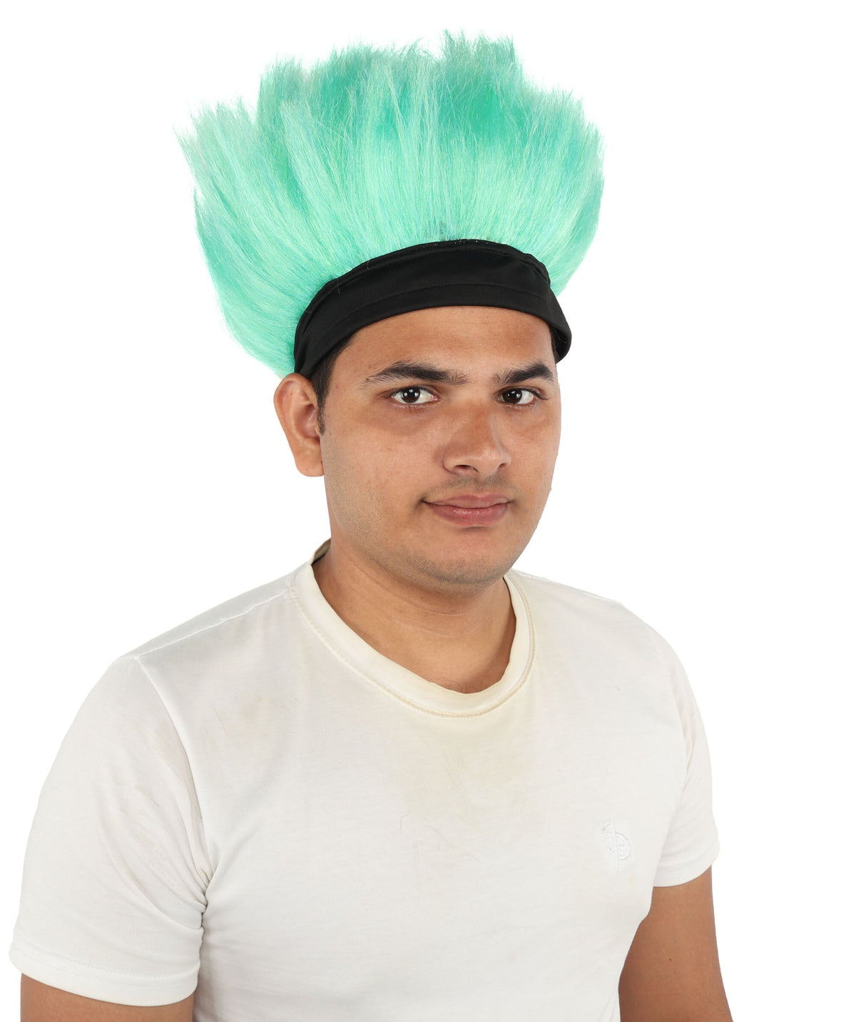HPO Green Troll Wig & Headband Synthetic Costume Hairpiece for Adult - Neon Green Spiked Hairpiece with Black Headband Creating Fun Costume Look for Parties Festivals Cosplay & Themed Events