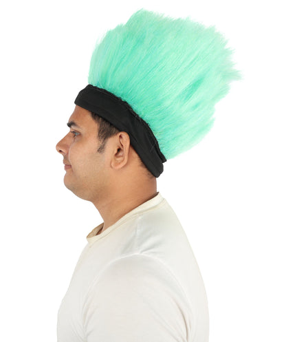 HPO Green Troll Wig & Headband Synthetic Costume Hairpiece for Adult - Neon Green Spiked Hairpiece with Black Headband Creating Fun Costume Look for Parties Festivals Cosplay & Themed Events