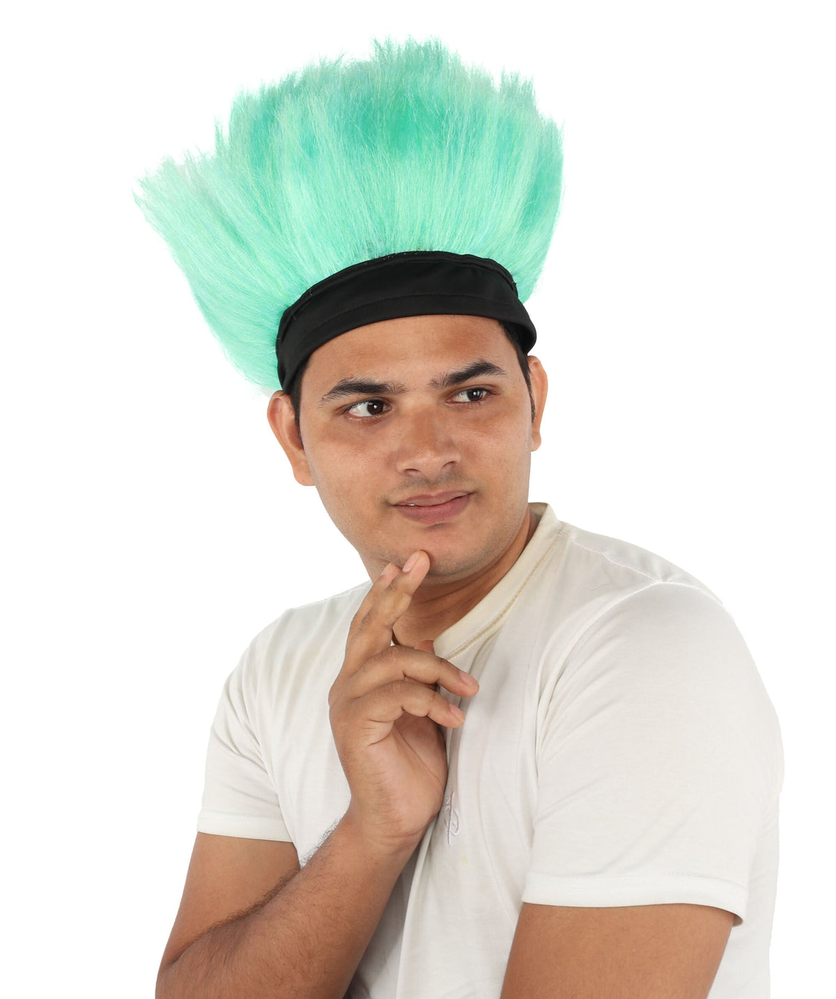 HPO Green Troll Wig & Headband Synthetic Costume Hairpiece for Adult - Neon Green Spiked Hairpiece with Black Headband Creating Fun Costume Look for Parties Festivals Cosplay & Themed Events