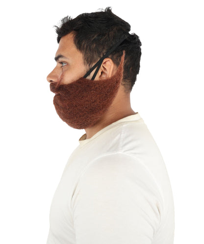 HPO Men's Curled Handlebar Mustache with Oversized Sculpted Beard - Dramatically Curly Mustache with Wide Sculpted Beard Silhouette Facial Hair for Halloween Cosplay Events & Creative Styling