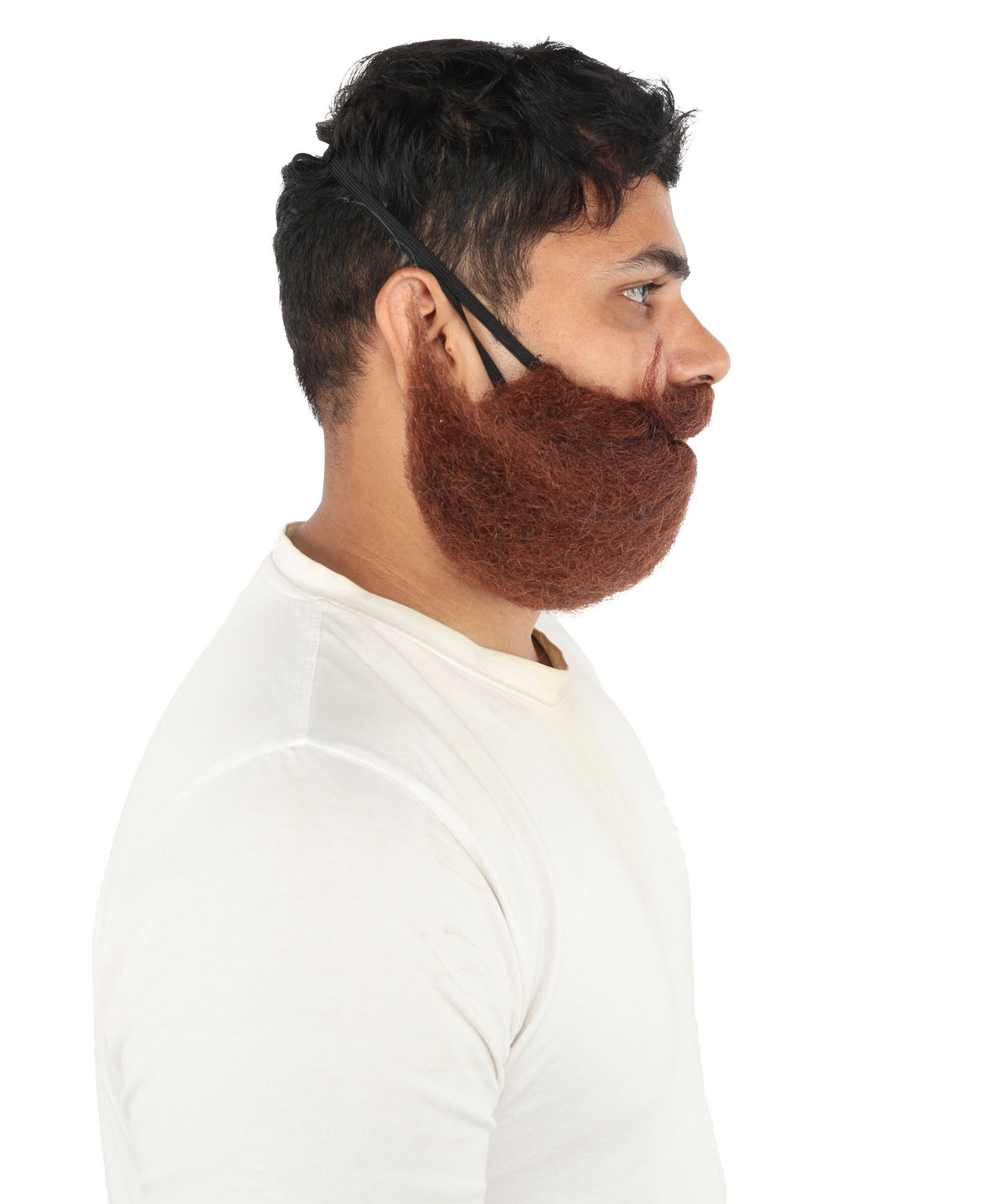 HPO Men's Curled Handlebar Mustache with Oversized Sculpted Beard - Dramatically Curly Mustache with Wide Sculpted Beard Silhouette Facial Hair for Halloween Cosplay Events & Creative Styling