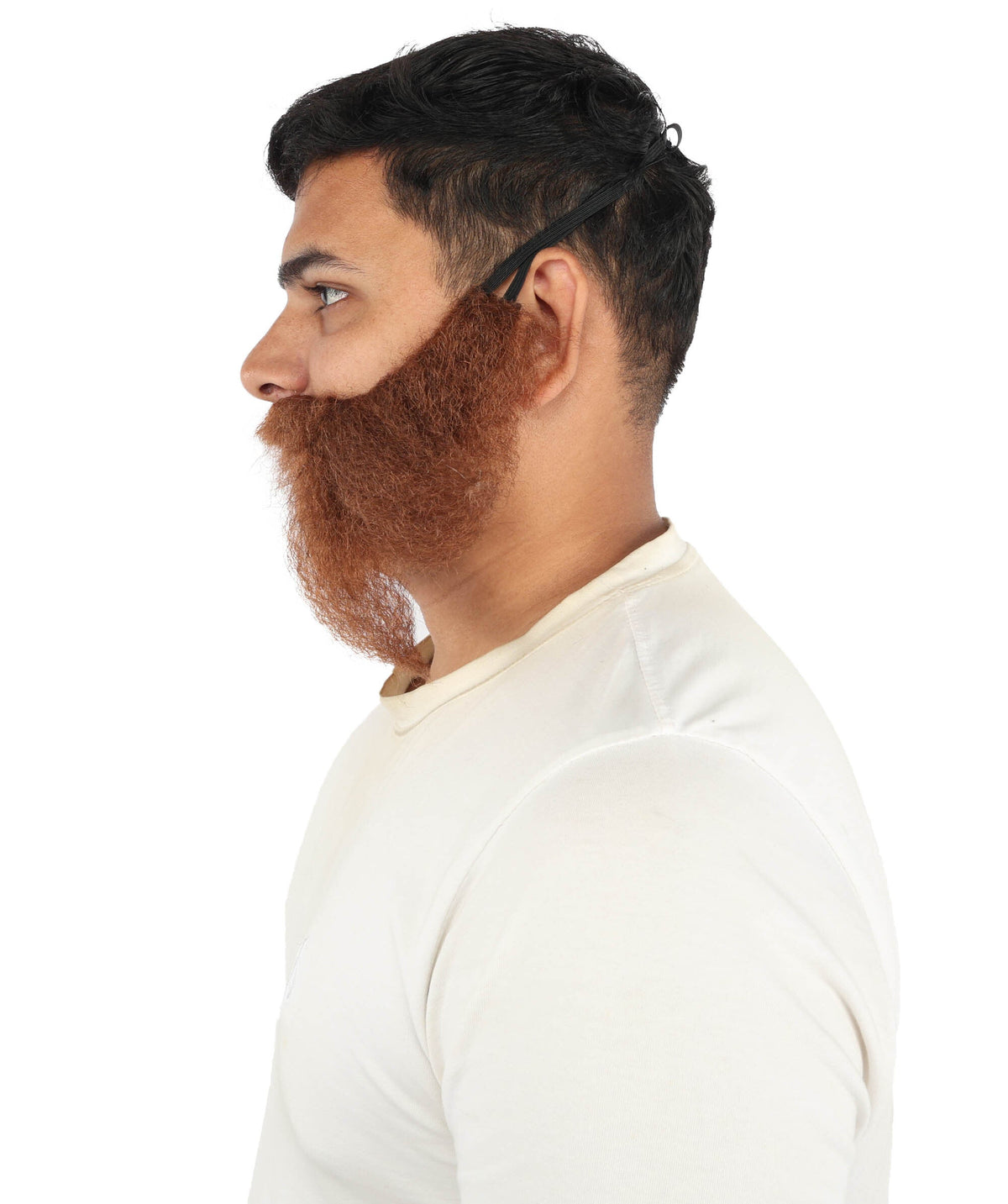 HPO Handlebar Mustache with Extended Sideburn Beard Set Synthetic for Men - Full Mustache Styling Dramatically Extended Side Sections and Sculpted Facial Hair Retro Look for Halloween Cosplay Events