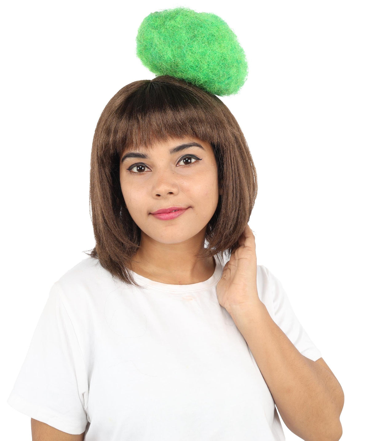 HPO Short Straight Shaggy Wig with Blunt Bangs & Hat for Teen & Adult - Tousled Character Hairstyle with Playful Headwear Accent Creating Distinctive Costume Appearance For Cosplay Parties