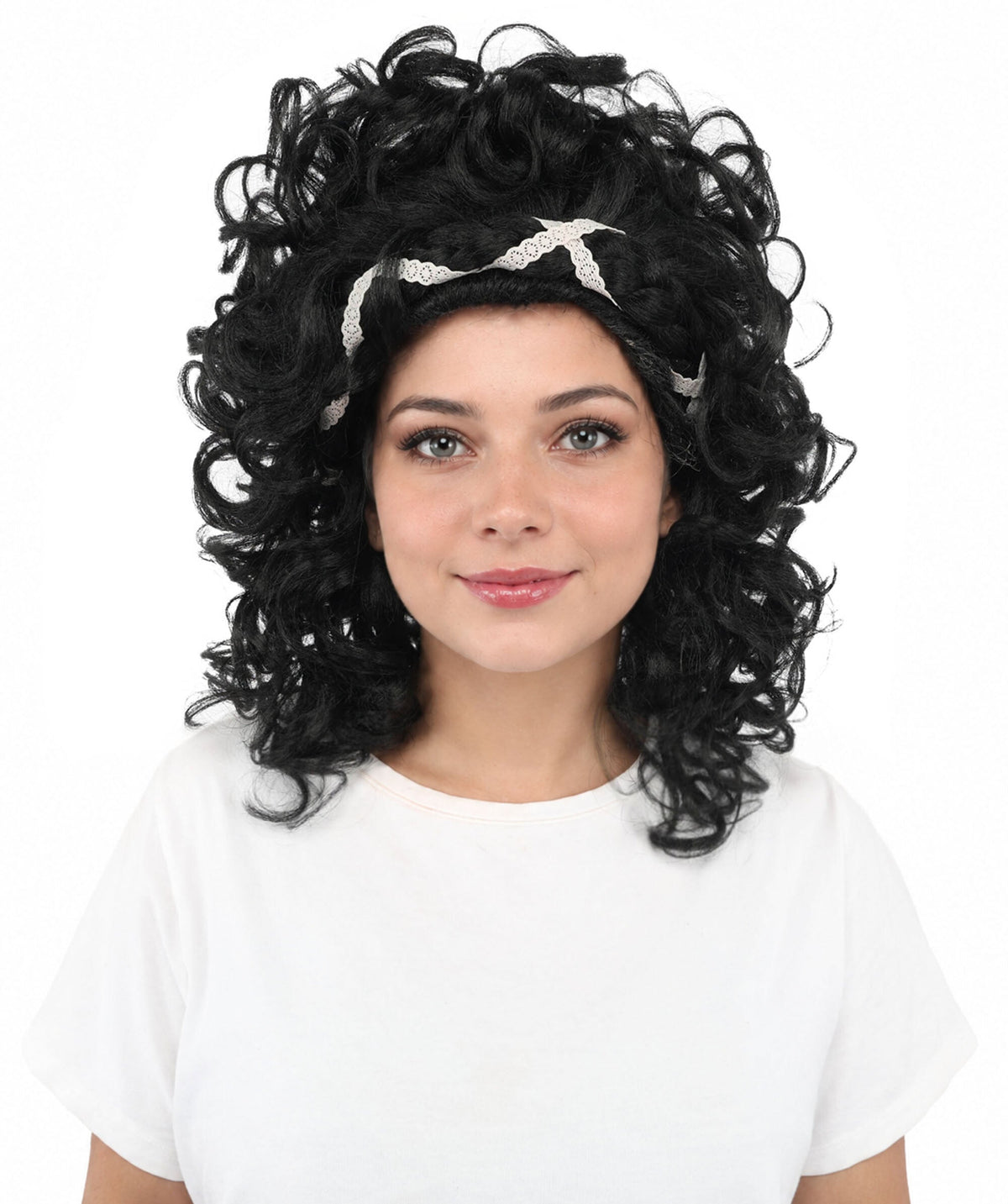 HPO Women's Short Black Spiral Braided Curl Wig for Teen & Adult - Retro Curly Hairstyle With Full Texture and Character Styling for Costume Parties Cosplay Looks Themed Events & Photo Shoots