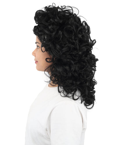 HPO Women's Short Black Spiral Braided Curl Wig for Teen & Adult - Retro Curly Hairstyle With Full Texture and Character Styling for Costume Parties Cosplay Looks Themed Events & Photo Shoots