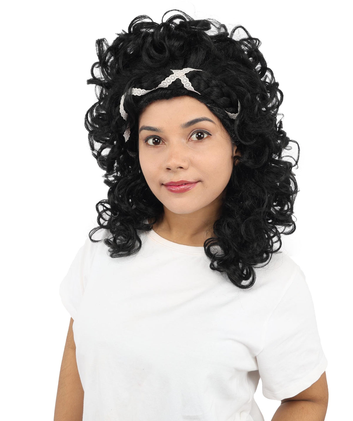 HPO Women's Short Black Spiral Braided Curl Wig for Teen & Adult - Retro Curly Hairstyle With Full Texture and Character Styling for Costume Parties Cosplay Looks Themed Events & Photo Shoots