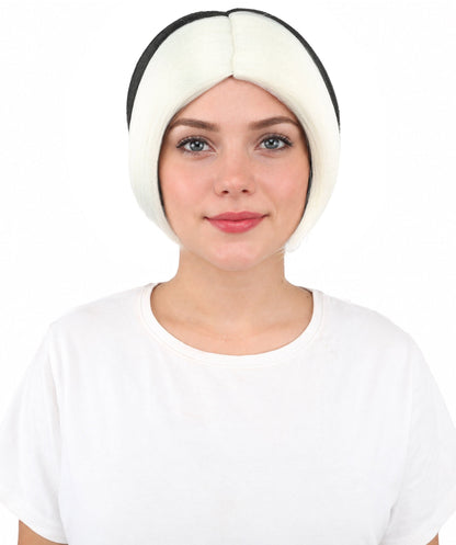 HPO Short Black & White Straight Wig with Side Bangs for Teen & Adult - Two-Tone Smooth Strands Hair Suitable for Cosplay Costume Styling Photography & Creative Dress-Up