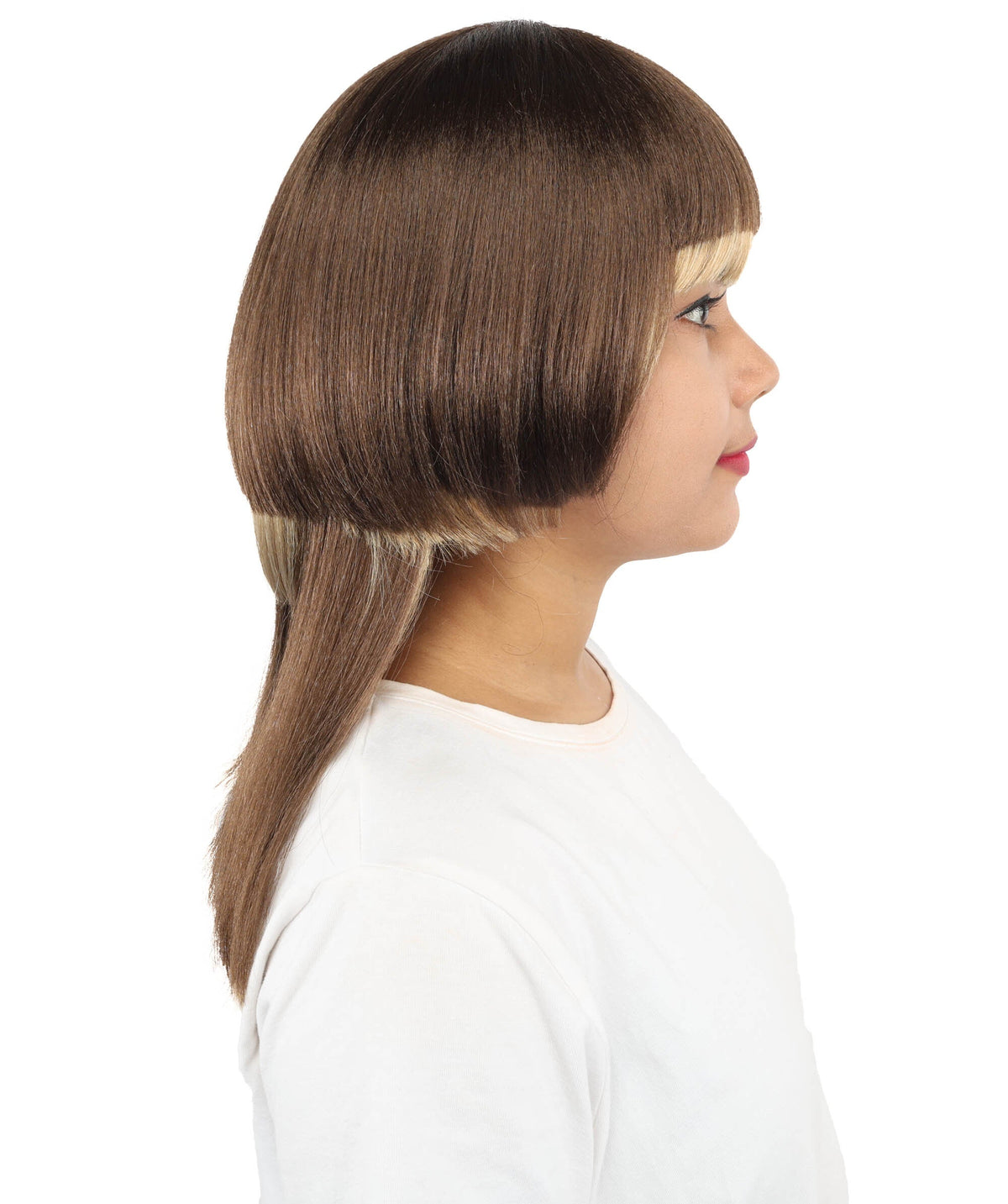 HPO Women's Long Layered Straight Wig with Side Fringe for  Teen & Adult - Layered Hairstyle with Smooth Strands and Face Framing Bangs Suitable for Fashion Looks Cosplay Themed Styling