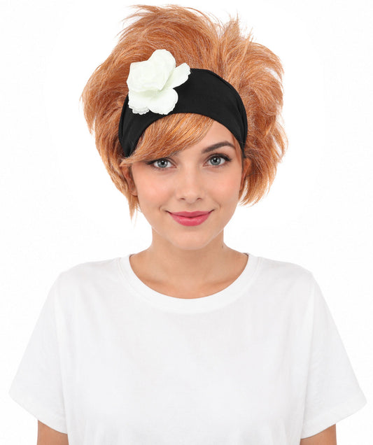 Adult Women Medium Brown Bob Wig with Black Hairband | Singer-Inspired Hair with Side-Swept Bangs | Ideal for Halloween, Cosplay, Parties and Stage Events
