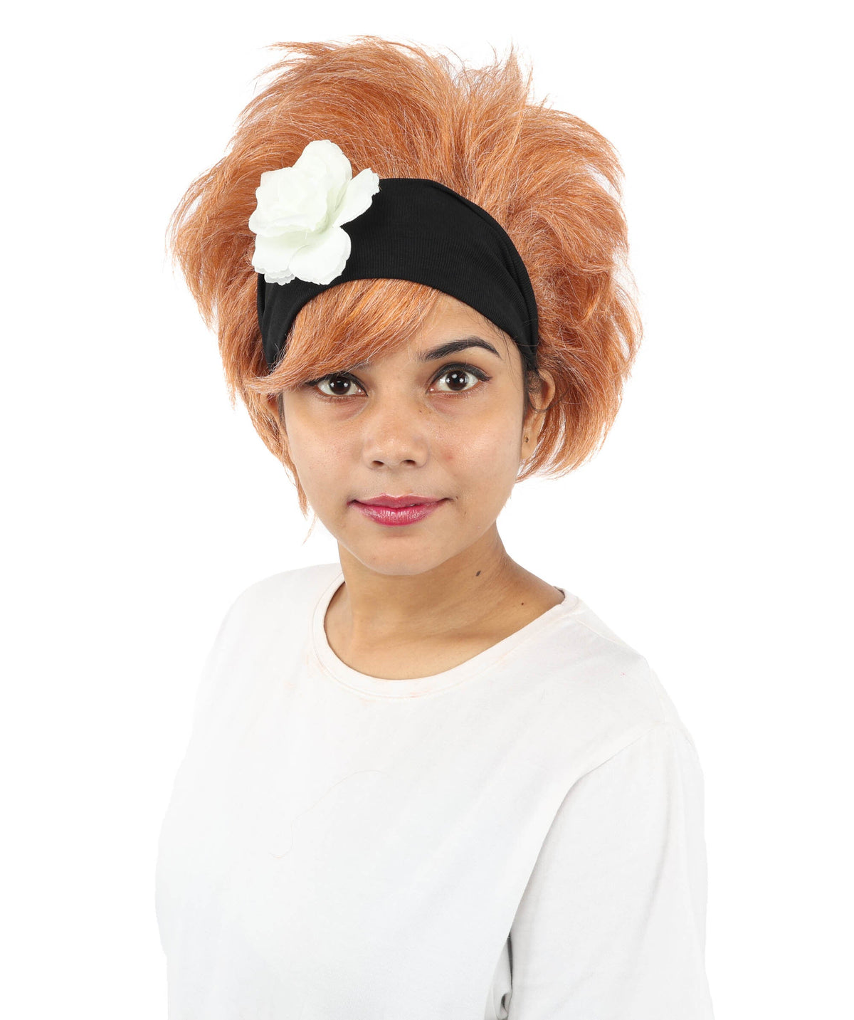 Adult Women Medium Brown Bob Wig with Black Hairband | Singer-Inspired Hair with Side-Swept Bangs | Ideal for Halloween, Cosplay, Parties and Stage Events