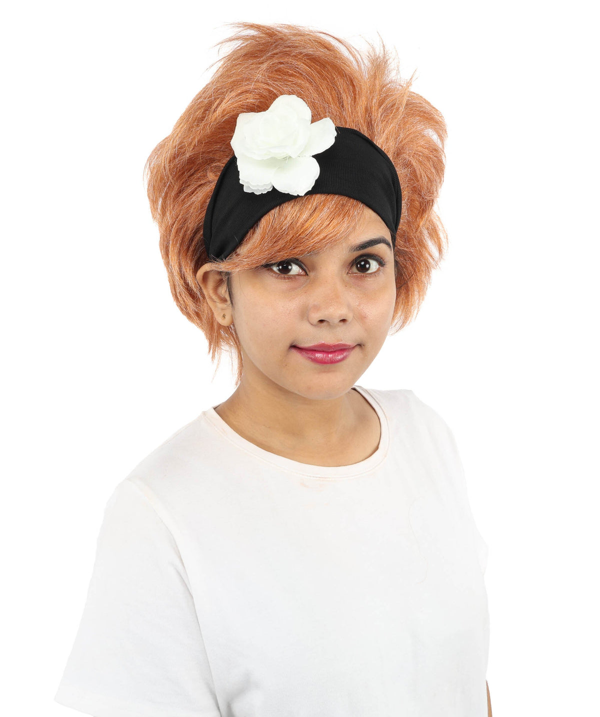 Adult Women Medium Brown Bob Wig with Black Hairband | Singer-Inspired Hair with Side-Swept Bangs | Ideal for Halloween, Cosplay, Parties and Stage Events