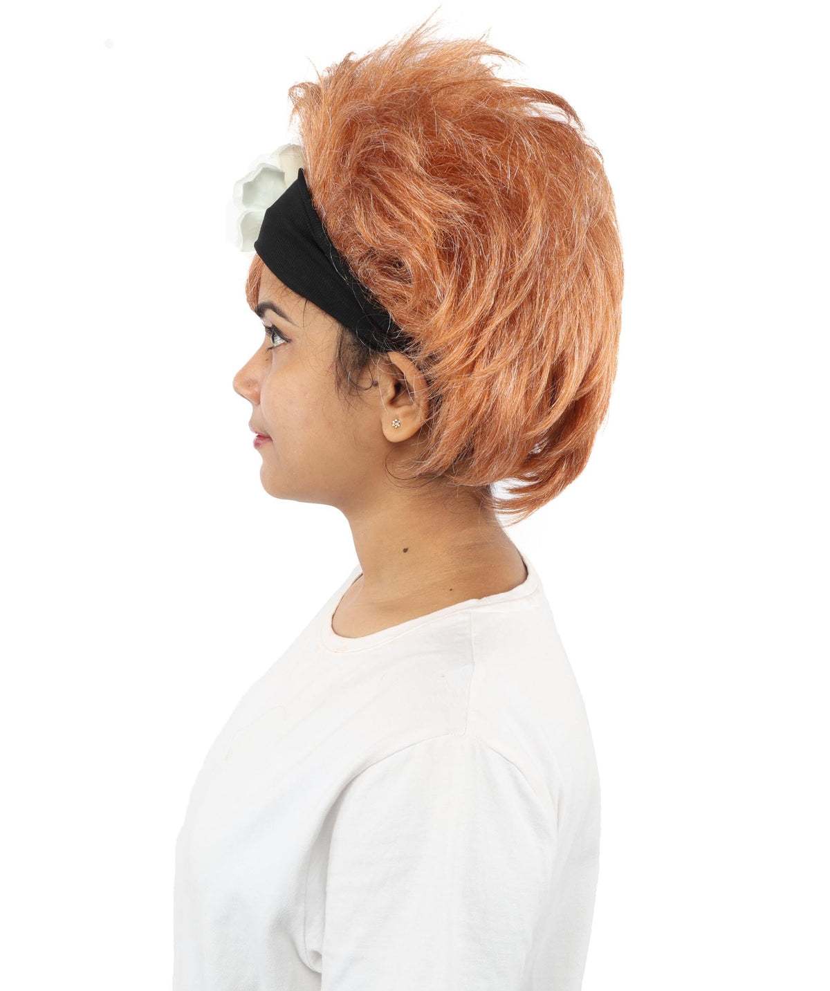 Adult Women Medium Brown Bob Wig with Black Hairband | Singer-Inspired Hair with Side-Swept Bangs | Ideal for Halloween, Cosplay, Parties and Stage Events