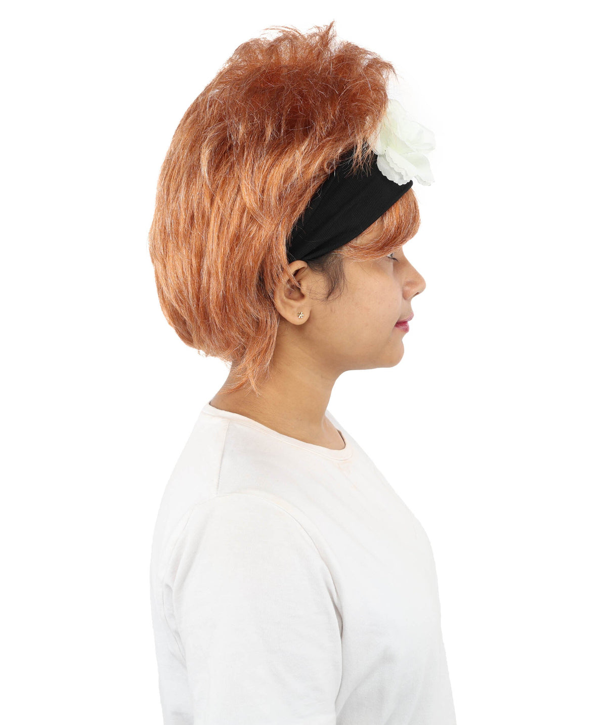 Adult Women Medium Brown Bob Wig with Black Hairband | Singer-Inspired Hair with Side-Swept Bangs | Ideal for Halloween, Cosplay, Parties and Stage Events