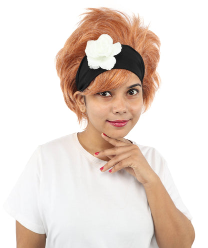 Adult Women Medium Brown Bob Wig with Black Hairband | Singer-Inspired Hair with Side-Swept Bangs | Ideal for Halloween, Cosplay, Parties and Stage Events