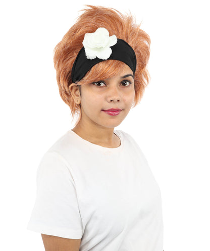 Adult Women Medium Brown Bob Wig with Black Hairband | Singer-Inspired Hair with Side-Swept Bangs | Ideal for Halloween, Cosplay, Parties and Stage Events