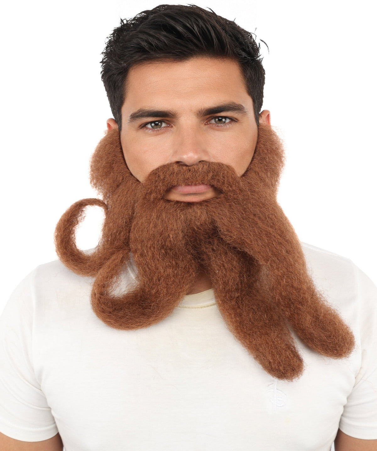 Adult Men's Twin Drop Curl Mustache Beard | Long Forked Volume | Stage Shows, Costume Events, Drag, Cosplay And Halloween