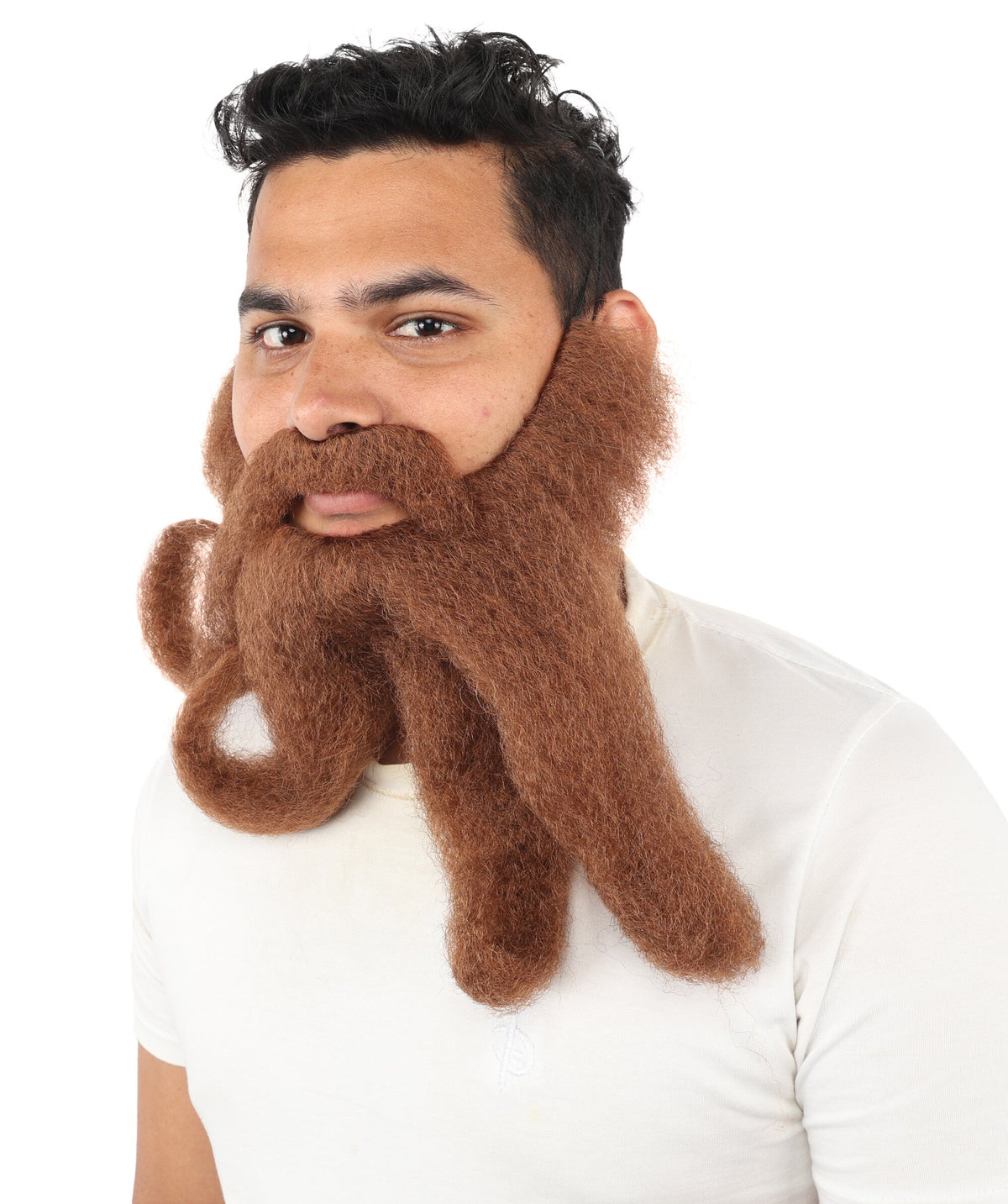 Adult Men's Twin Drop Curl Mustache Beard | Long Forked Volume | Stage Shows, Costume Events, Drag, Cosplay And Halloween